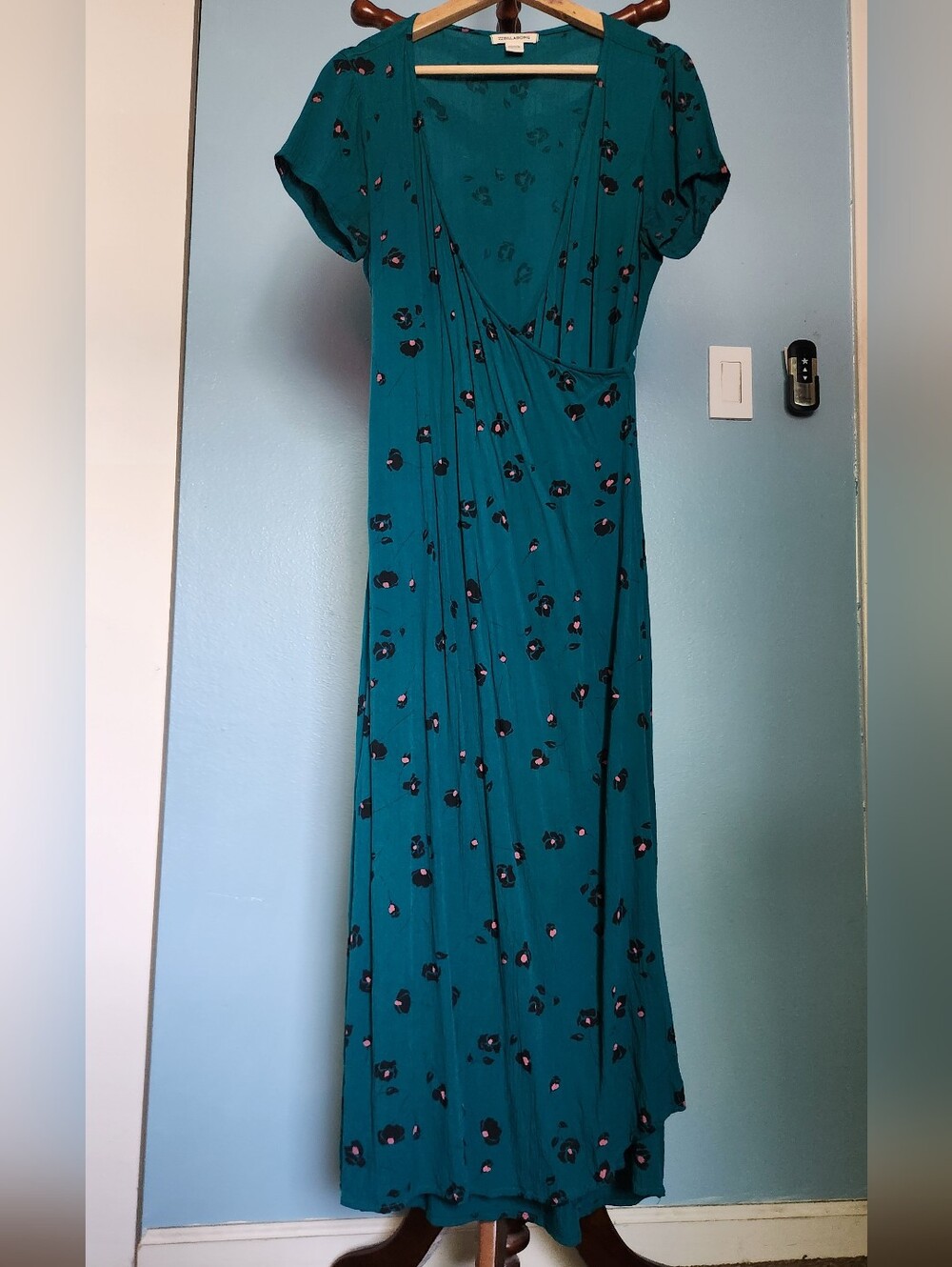 Billabong Teal Floral Wrap Maxi Dress